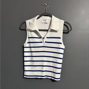 Old navy striped nautical blue and white collared v-neck tank women’s large